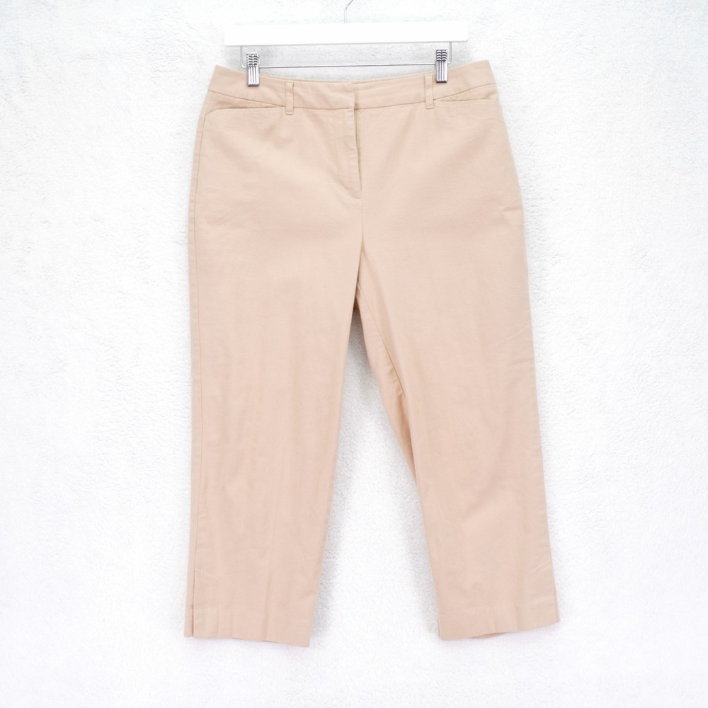 Talbots Stretch Cotton Spandex Capriβ Pants Tan -8 32 / 22.5- High Rise